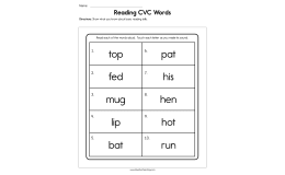 Reading CVC Words – Fluency Worksheet