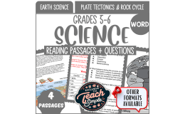 Reading Passages on Plate Tectonics and Rock Cycle (Word)