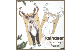 Reindeer | Paper Bag Puppet | Printable Craft | Caribou