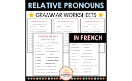Relative Pronouns Practice Grammar Worksheets in French for Grade 2, 3