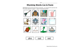 Rhyming Words -ake, -oat, -eet Cut and Paste Worksheet