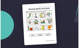 Rhyming Words -ick, -ock, -ump Cut and Paste Worksheet