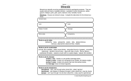 Rocks &amp; Minerals Worksheet