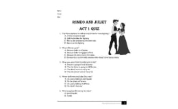 Romeo and Juliet Act 1 Quiz – 12 Questions