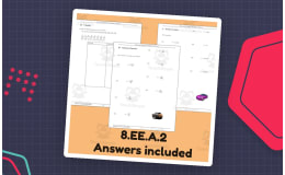 Roots and Equations Worksheet with Quadratic and Cubic Equations 8.EE.A.2