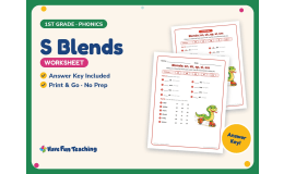 S Blends Worksheet – 1st Grade Consonants Practice + Answer Key