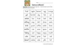 Same Different Categories Worksheet