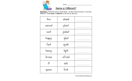 Same Different Words Worksheet