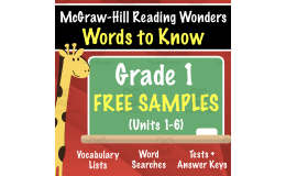 SAMPLE Grade 1 Vocabulary (McGraw-Hill Wonders) Week 1 of Units 1-6
