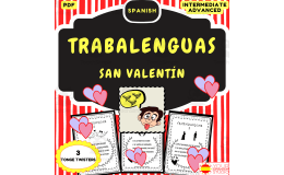 San Valentín Spanish 3 tongue twisters print trabalenguas
