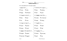 Second Grade Vocabulary Test Practice Worksheet