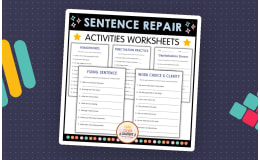 Sentence Repair Worksheet - Editing Capitals, Spelling and Punctuation
