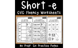 Short e CVC Worksheets