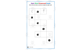 Sight Word Crossword Puzzle