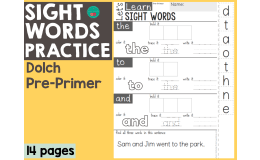 Sight Words Cut & Paste Pre-Primer