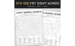 Sight Words Games: Word Search, 5th 100 Fry Words, [SET 6]