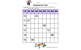 Skipping by Tens Worksheet