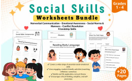 Social Skills Worksheets Bundle Nonverbal Communication, Empathy