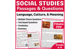Social Studies Passages: Language, Culture, Meaning (Fillable PDF)