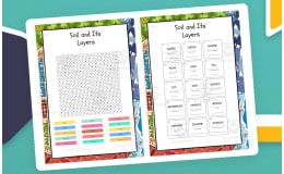 Soil and Its Layers Word search, scramble and crossword