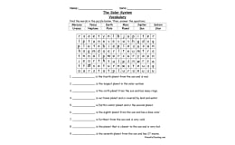 Solar System Word Search Worksheet
