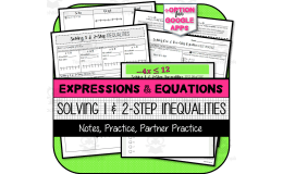 Solving 1 & 2-Step Inequalities: Notes, Practice, Partner Activity
