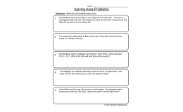 Solving Area Word Problems Worksheet