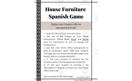 Spanish: House Furniture Vocabulary Game - Juego de Vocabulario de Casa