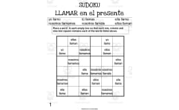 Spanish: LLAMAR Present Tense Sudoku