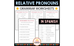Spanish Relative Pronouns Practice Grammar Worksheets for Grade 2, 3