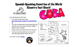 Spanish-Speaking Countries of the World - CUBA (Country Fact Sheet & Activity)