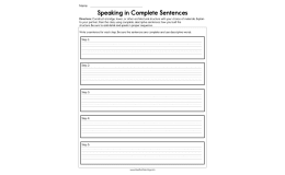 Speaking in Complete Sentences Worksheet