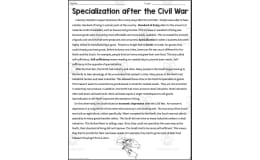 Specialization after the Civil War Reading Packet