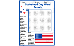 Statehood Day Word Search 2nd 3rd 4th 5th Grade Worksheet Activity
