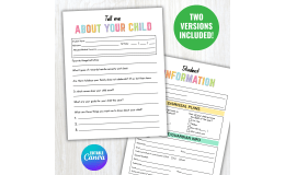 Student Information For Parents To Fill Out, All About My Child From