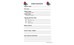 Student Information Sheet