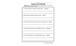 Subject Predicate New Sentences Worksheet