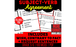Subject-Verb Agreement Practice Questions - Grammar Grade 5-6 Fillable