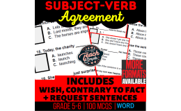 Subject-Verb Agreement Practice Questions - Grammar Grade 5-6 (Word)