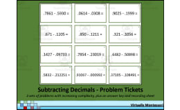 Subtracting Decimals - Problem Tickets