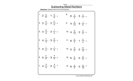 Subtracting Mixed Numbers: Fraction Worksheet