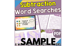 Subtraction Word Searches: 1 Page Sample (PDF)