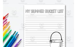 Summer Bucket List Writing Activity, End of Year Handout, Last Week of School Printable for Fast Finishers, Pre-K Coloring Page, Instant Download