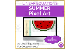 Summer Solving One Step Equations Pixel Art Activity No Negatives
