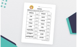 Syllable Count Worksheet