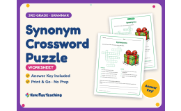 Synonym Crossword Puzzle Worksheet – 3rd Grade Synonyms Practice