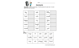 Synonym Matching Worksheet