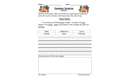 Synonym Surprise Worksheet