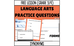 Synonyms Sample - Vocabulary Grade 3-4 (Forms)