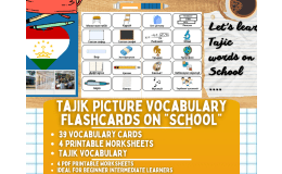 Tajik Picture Vocabulary Flashcards - School
